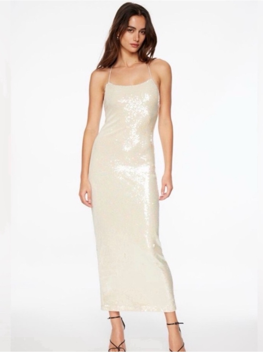 White sequin maxi dress